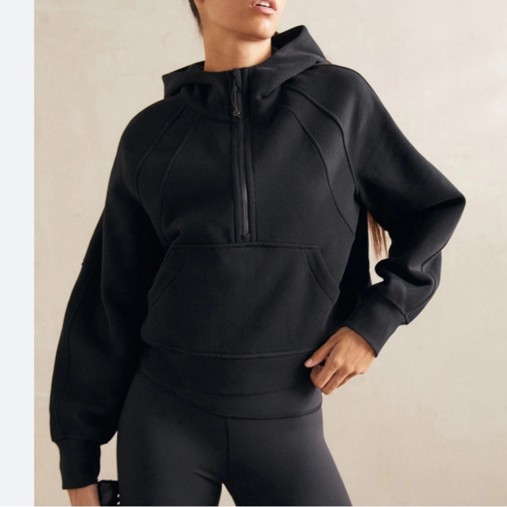 Lululemon Oversized Half Zip Black Cropped Hoodie